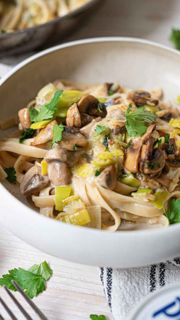 Roomkaas prei en champignon fettucine 1