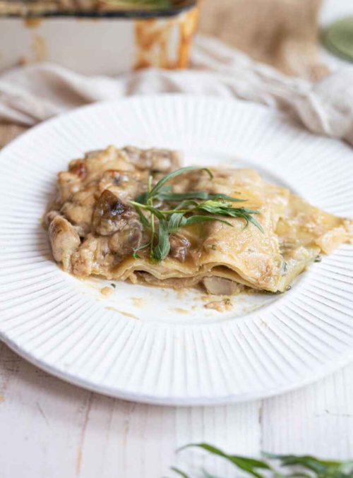 Lasagne van champignons en dragon