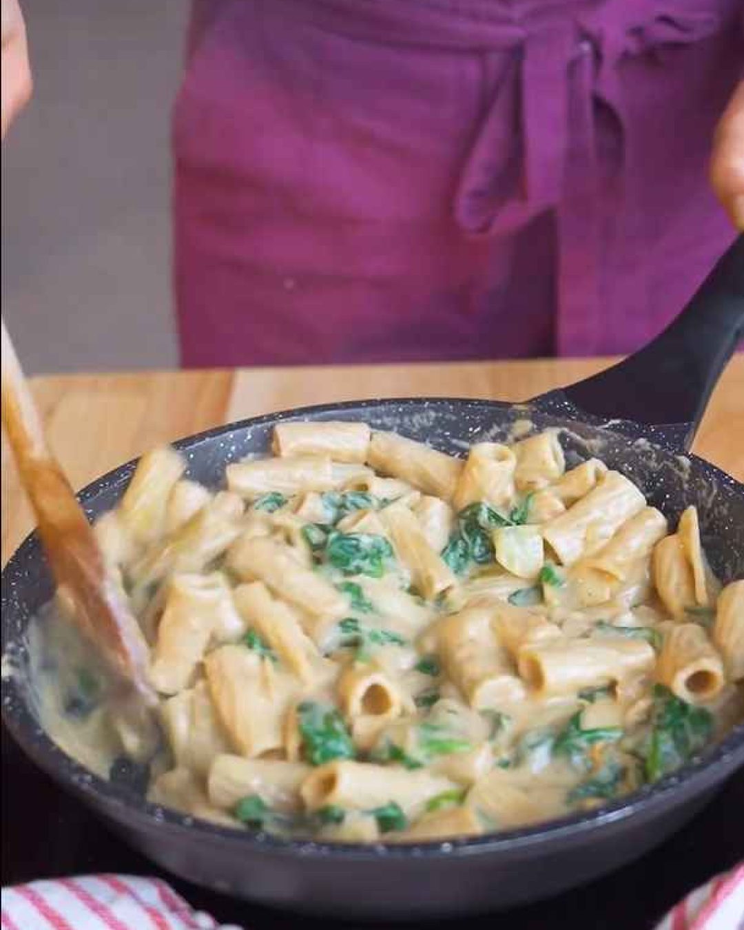 Pasta spinazie a la crème foto